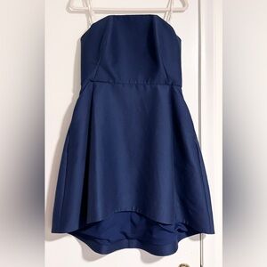 Halston Heritage Navy Blue Strapless Dress - Size 10